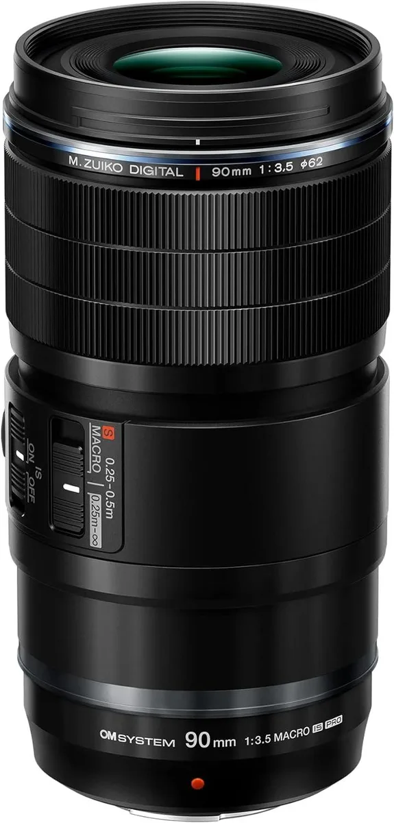 Olympus America Inc. Olympus America Inc. OM System M.Zuiko Digital ED 90mm F3.5 Macro IS PRO camera lens — product photo