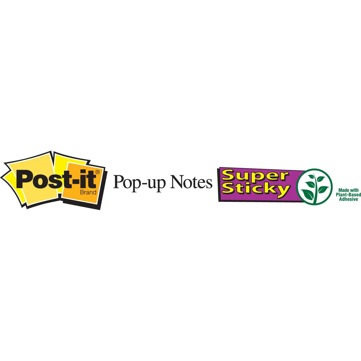 Black dispenser with clear lid holding ten multi-colour sticky-note pads
