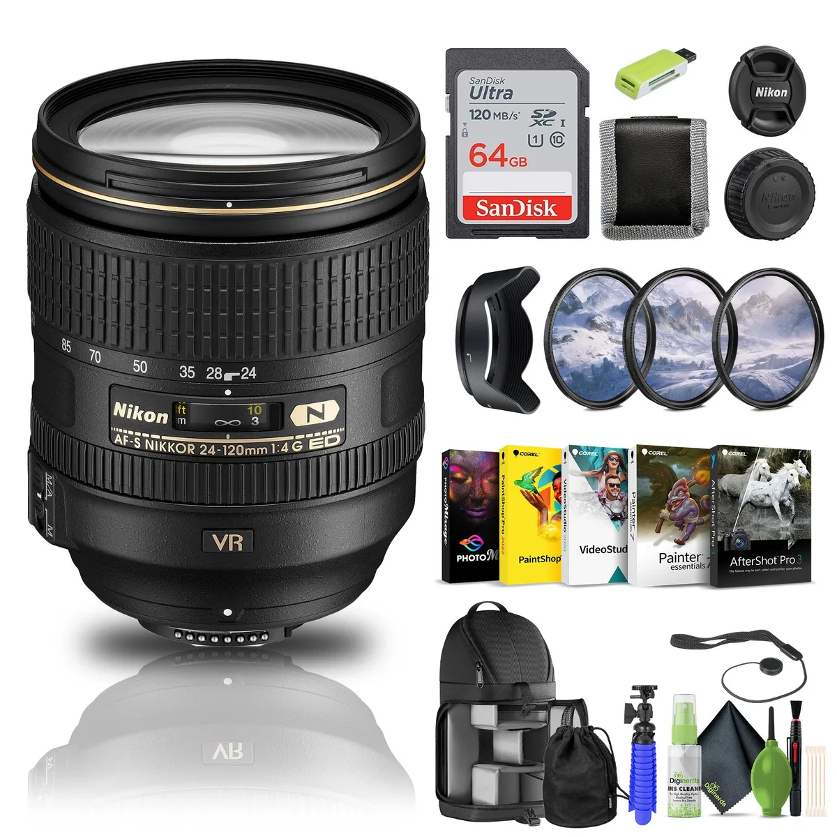 Nikon Inc Nikon AF-S NIKKOR 24-120mm f/4G ED VR Lens Bundle (2193) — product photo