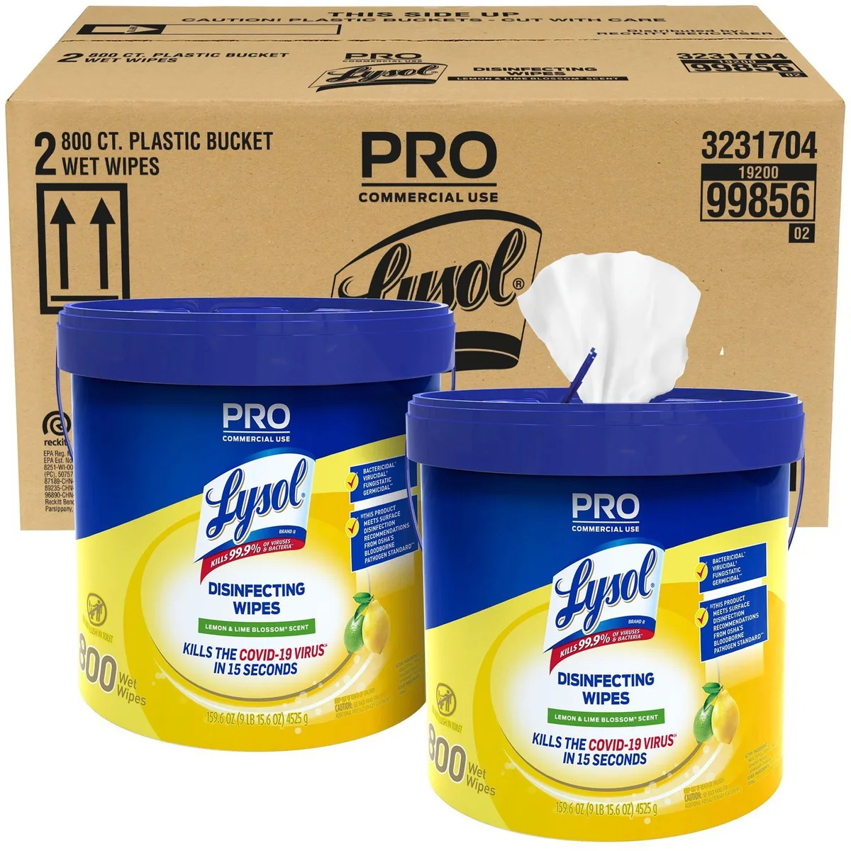 Reckitt Benckiser Reckitt Benckiser 99856CT Lysol Lemon Lime Cleaning Wipes 800 Wipes 2 Buckets — product photo