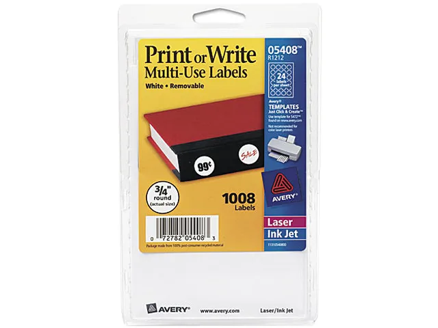 Avery Avery 5408 removable round labels white 1008 pack — product photo