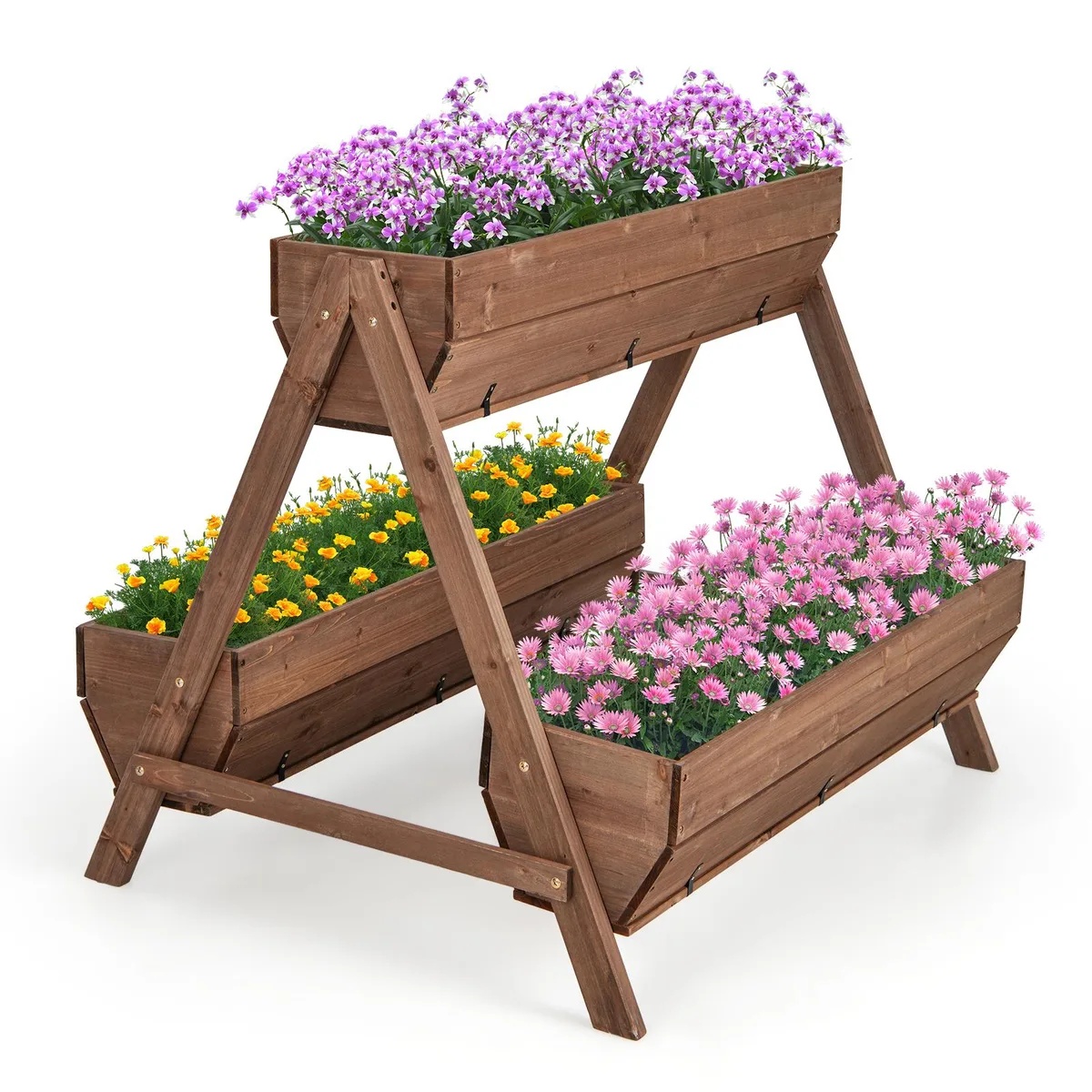 SlickBlue SlickBlue Vertical Raised Garden Bed 3 Boxes L 44x36x35in Brown — product photo