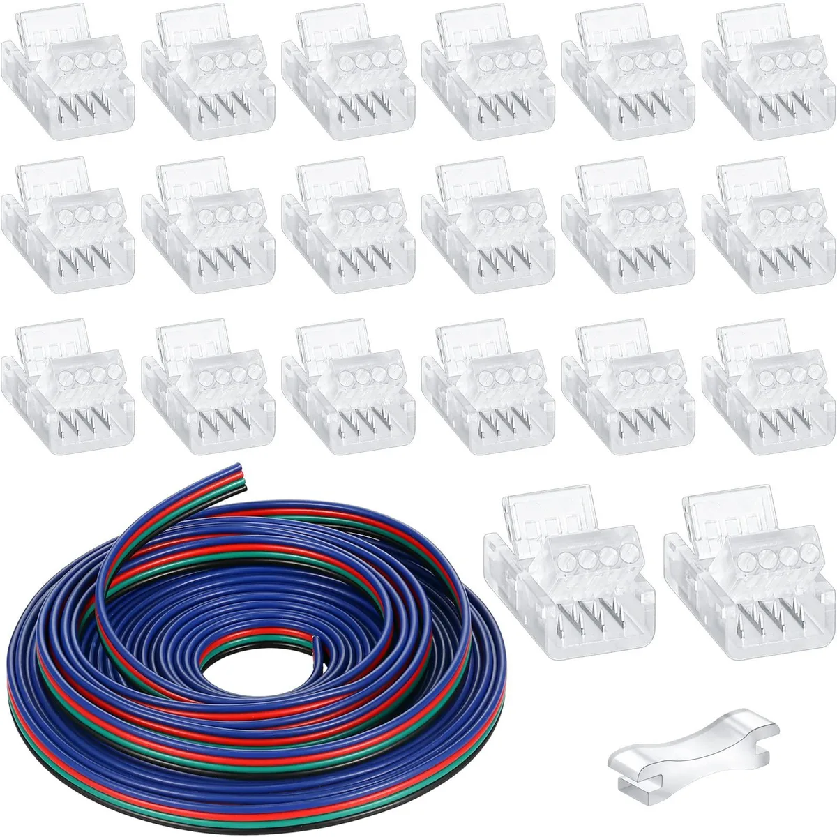 Zhengmy LED Strip Connector Kit 20 Pack 4 Pin 10mm 16.4ft 5050 — product photo