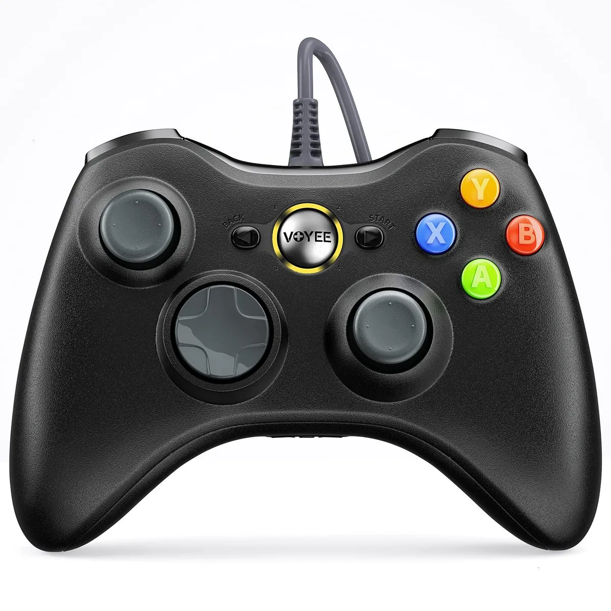 Gray wired Xbox 360 game controller with 7.2 ft cable
