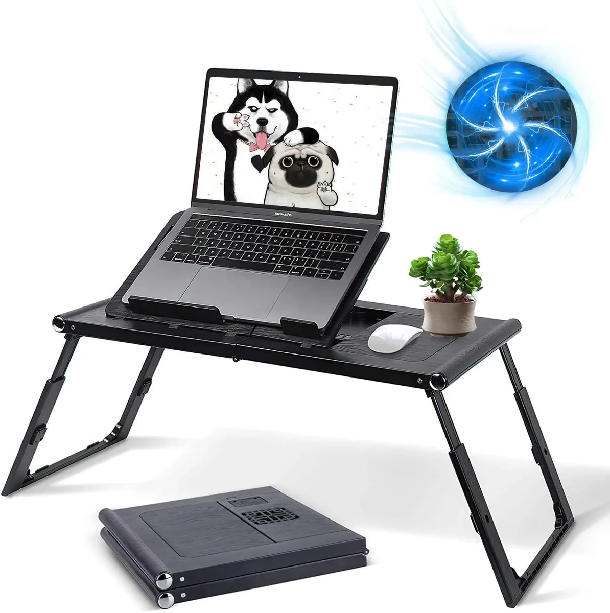 DNBeffulgent DNBeffulgent Laptop Desk 33 × 30 cm Black with Cup Holder and Storage Drawer — product photo