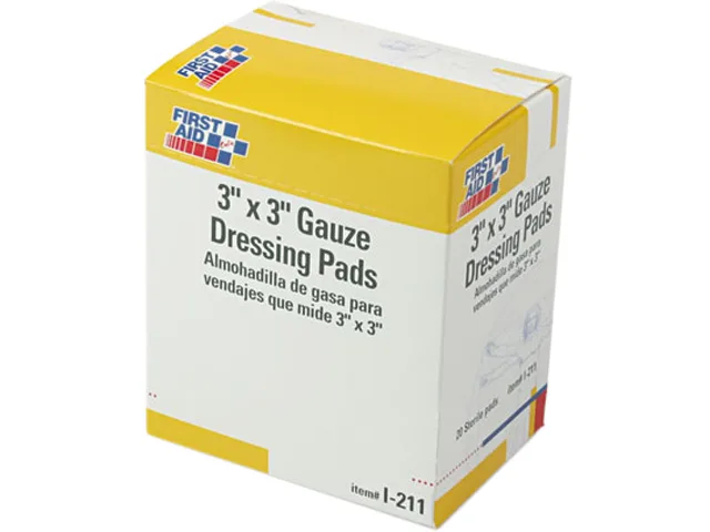 First Aid Only First Aid Only I-211 Gauze Dressing Pads 3 x 3 10/Box cleaning — product photo