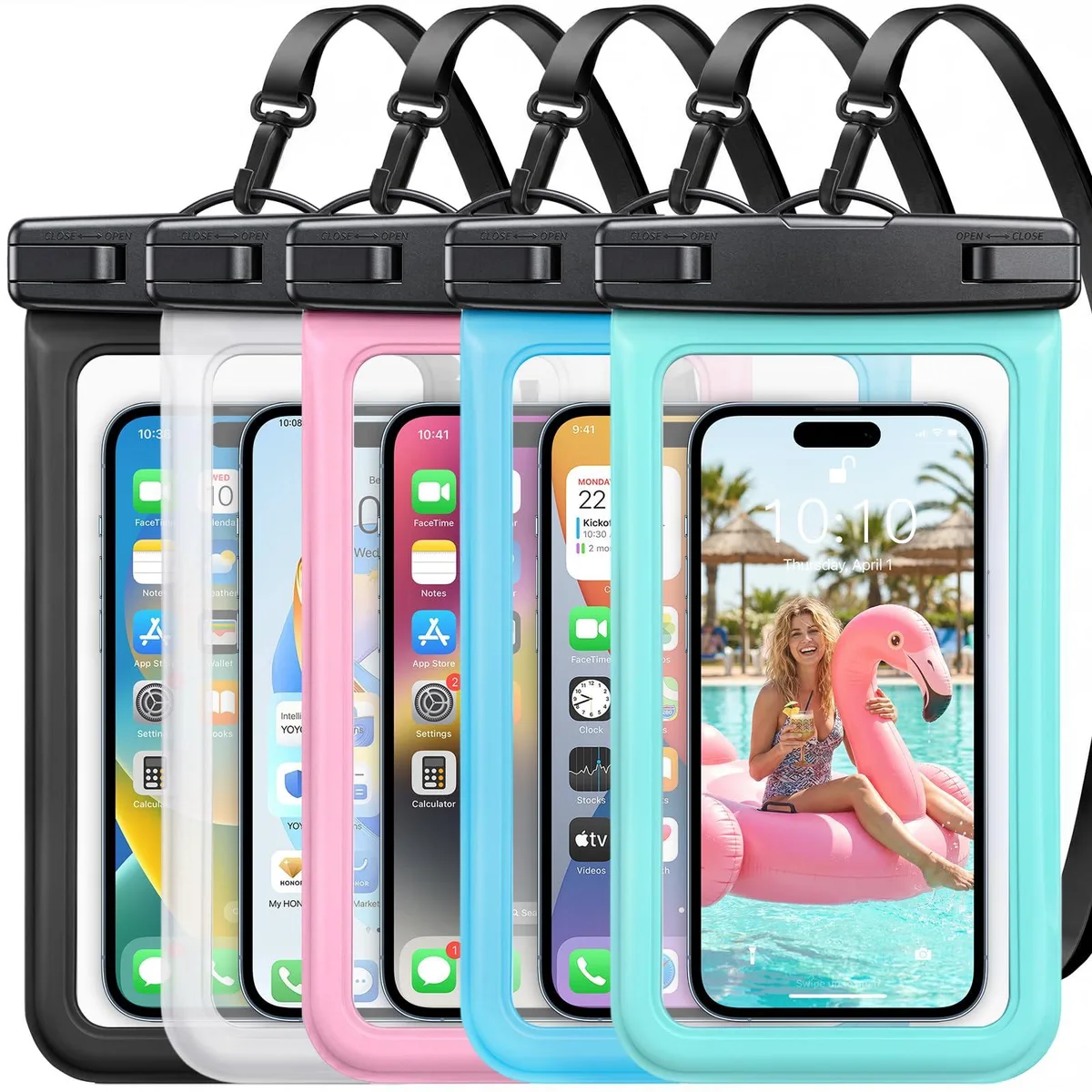  PEORSEFI 5 Pack Waterproof Phone Pouch IP68 8.3" Multicolor — product photo