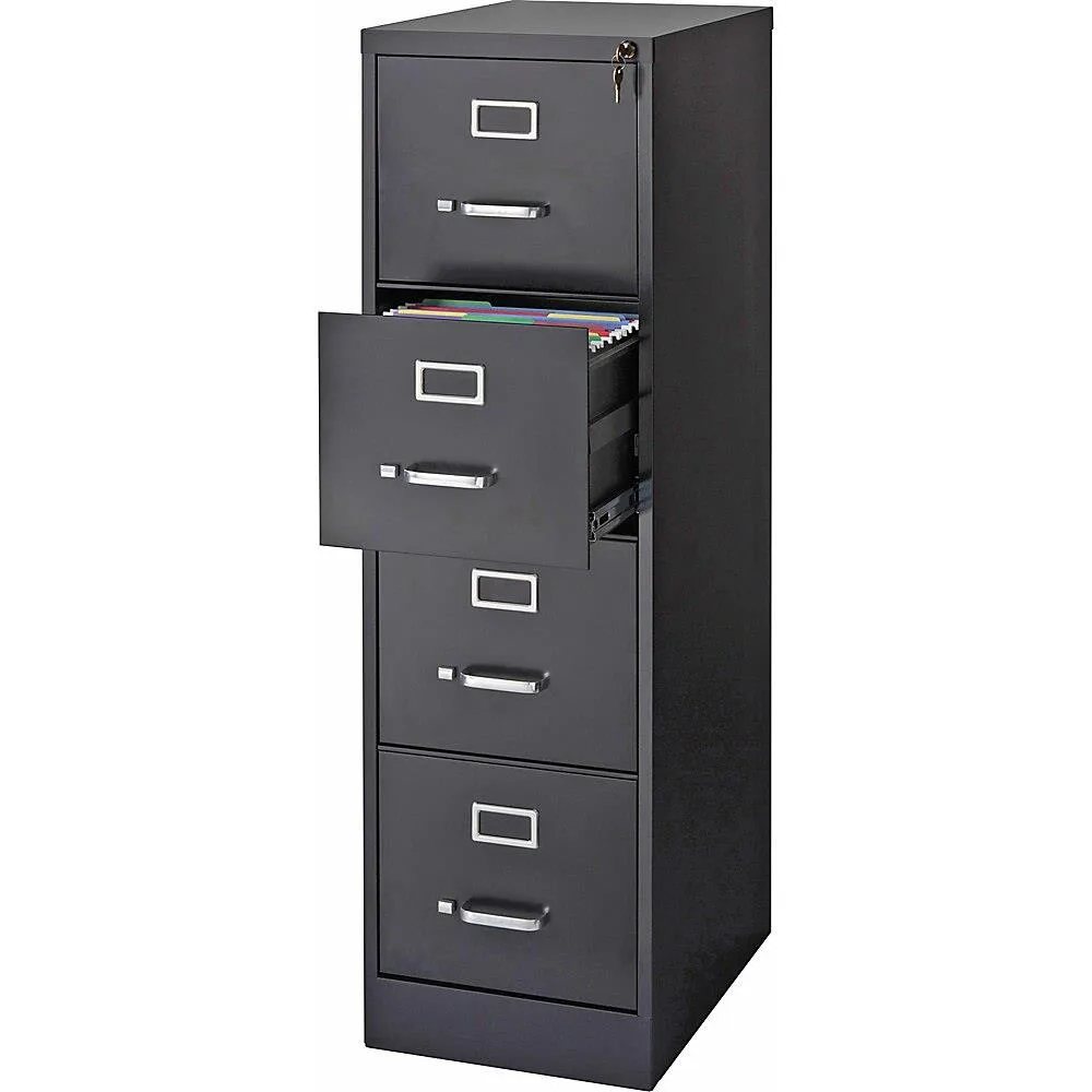 Lorell 42294 vertical file cabinet, black finish, four drawers