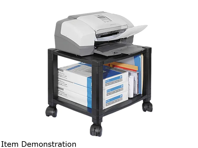 Black Kantek PS510 mobile printer stand with two shelves and four casters