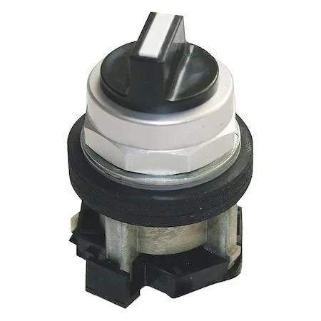 Black 30 mm selector switch with lever operator and chrome bezel