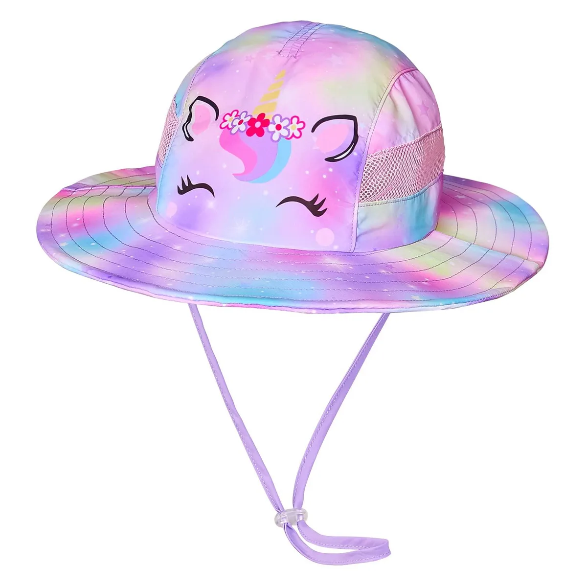 Black polyester baseball cap with letter pattern, mesh ventilation holes and ponytail opening