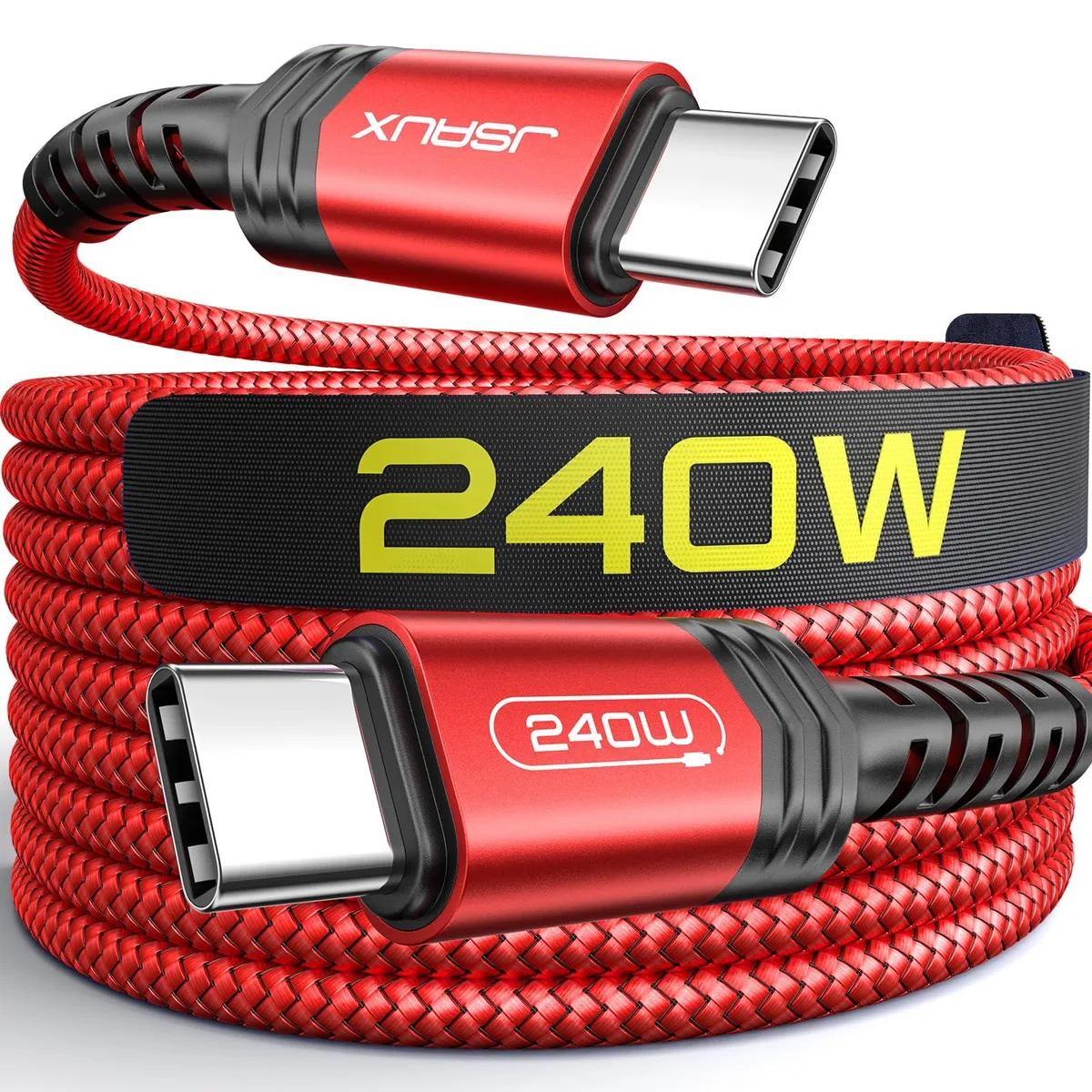  JSAUX CC0043 240W USB-C to USB-C Cable 10ft Red — product photo