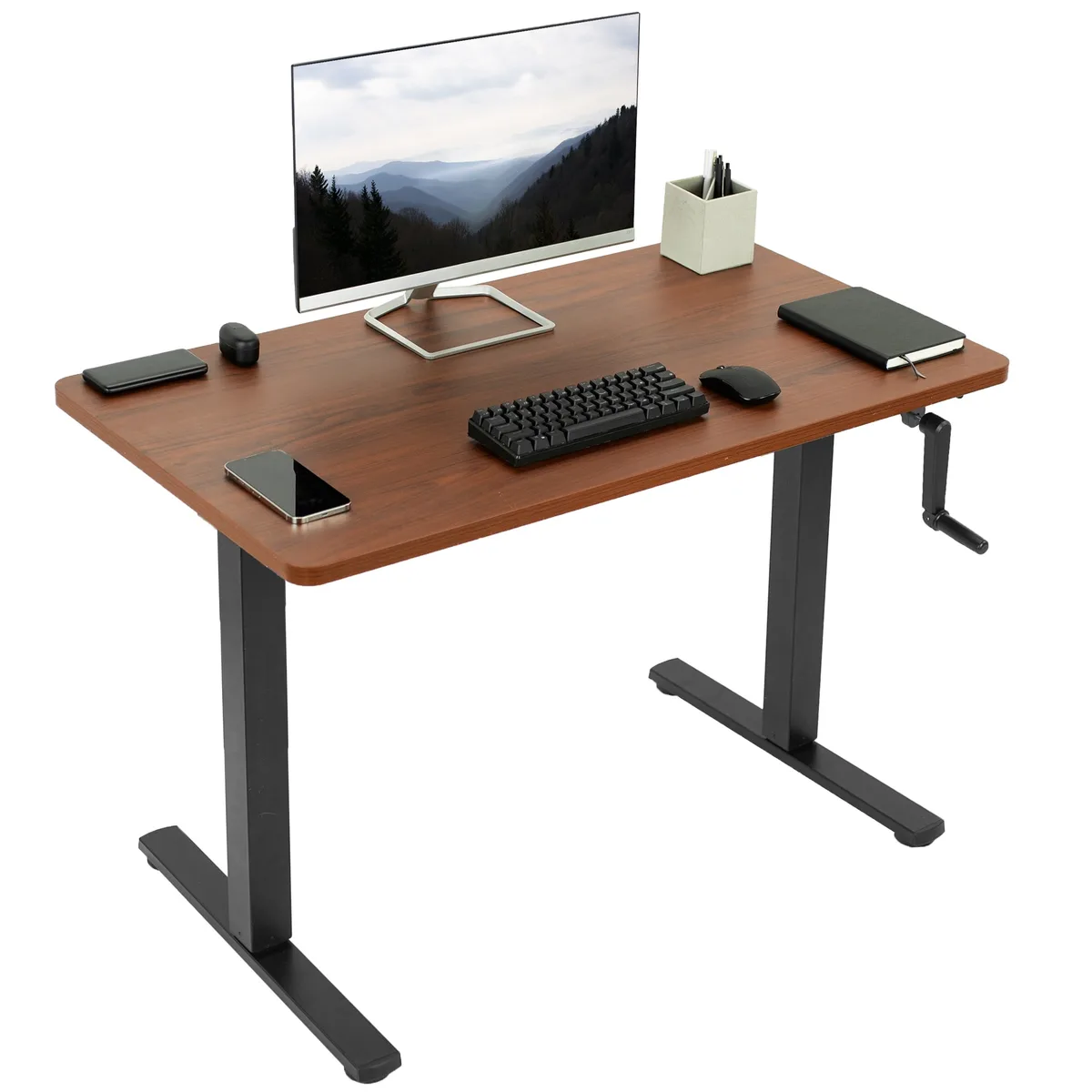 VIVO VIVO Manual 43 x 24 Standing Desk Dark Walnut Black Frame — product photo