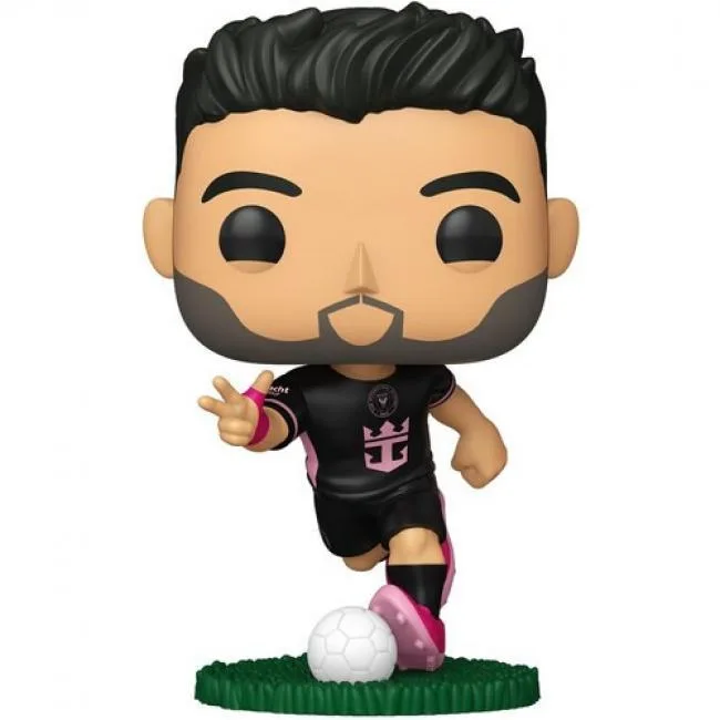 Vinyl Funko POP figure of Luis Suarez in Inter Miami away kit, 3.9 in tall