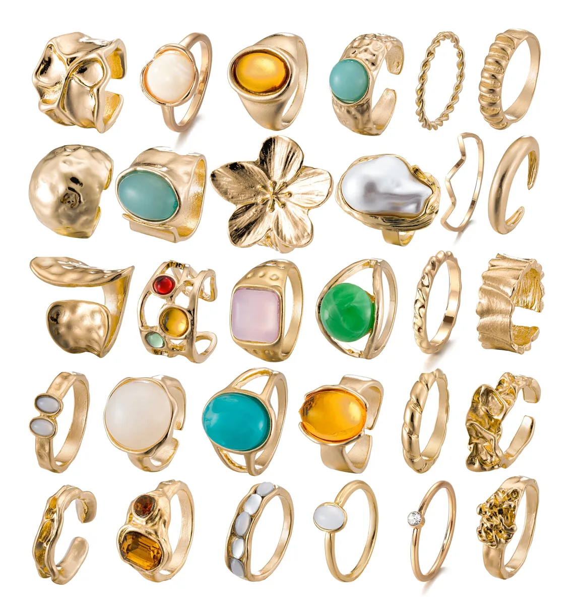  Mixcbe 30-Piece Gold Crystal Stacking Ring Set 3244 — product photo