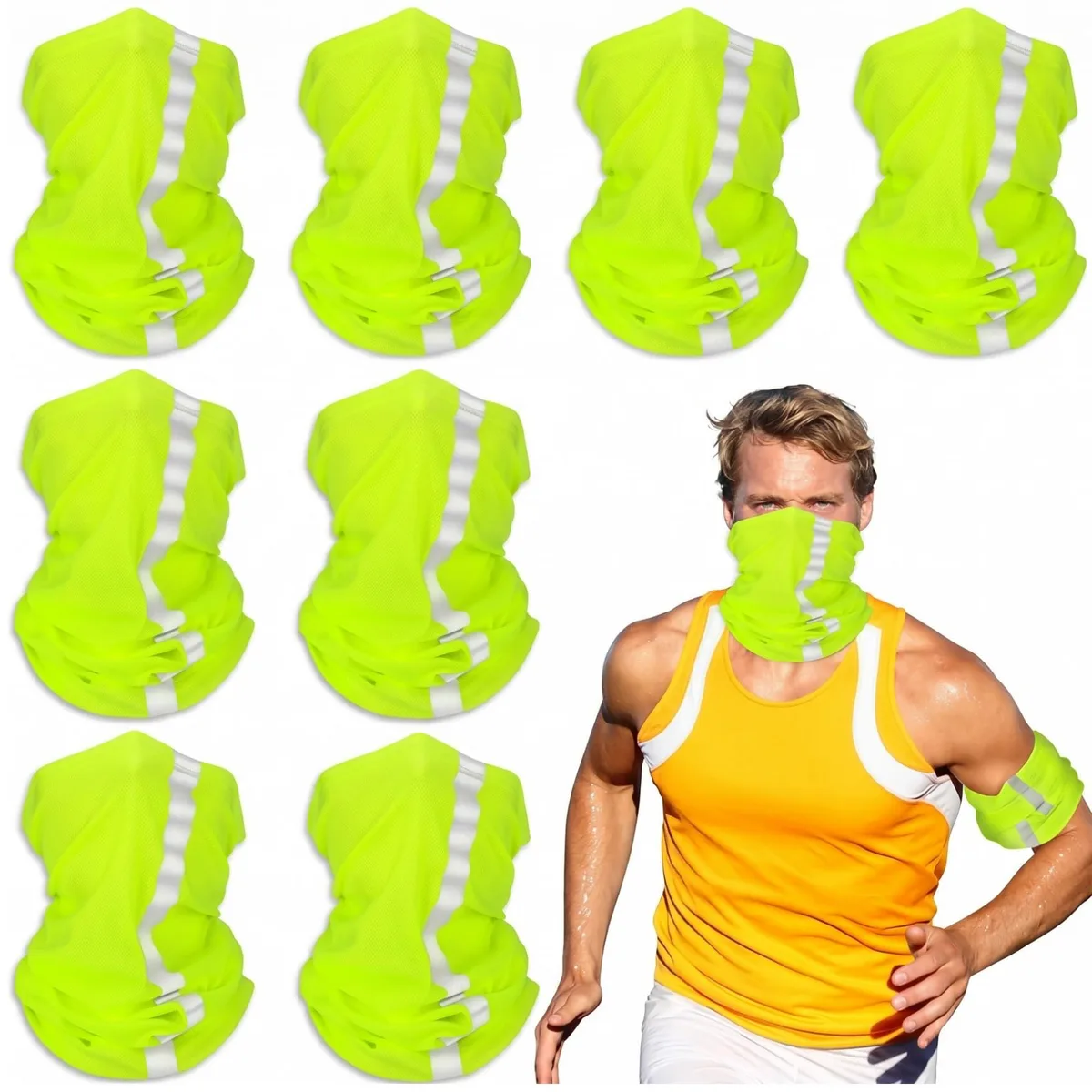  Neckwear 8 pcs 25 x 42 cm fluorescent yellow polyester — product photo