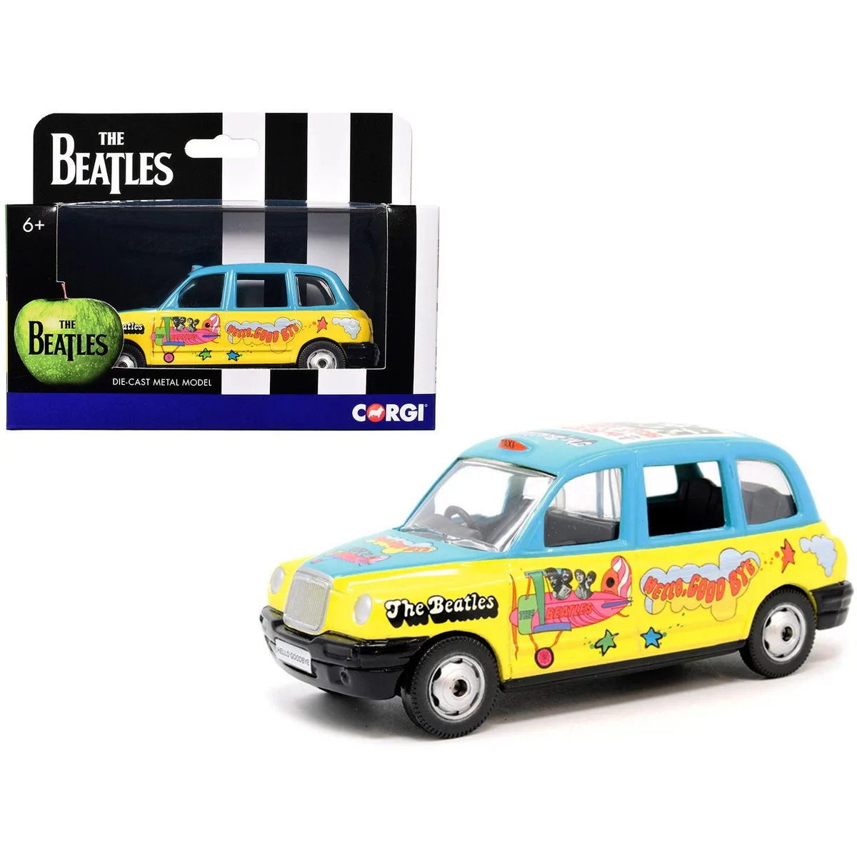 Corgi Corgi The Beatles London Taxi RHD "Hello, Goodbye" Blue Yellow Diecast Hobby Collectible — product photo
