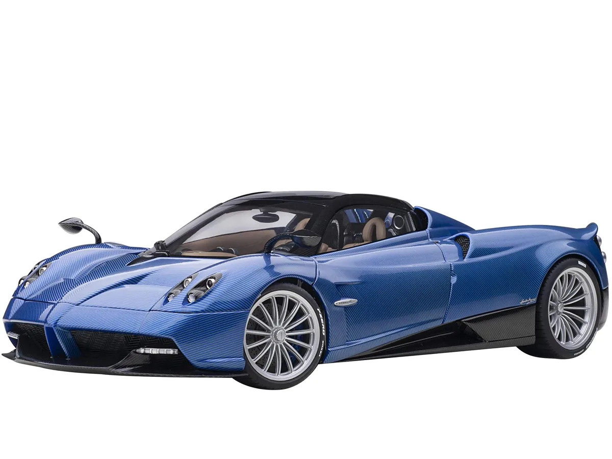 Autoart Autoart Pagani Huayra Roadster Blue Tricolore Carbon Fiber Black Top Luggage Set 1/18 Scale Vehicle — product photo