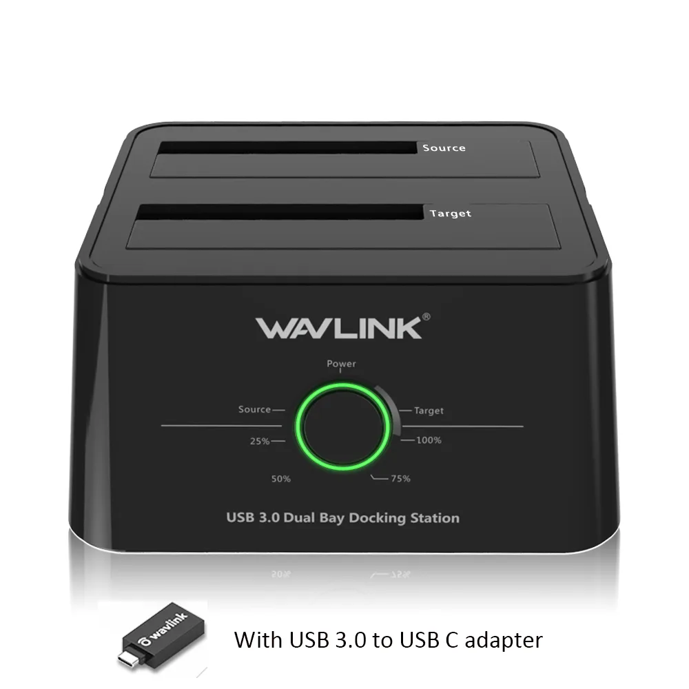 Wavlink Wavlink WL-ST334U Dual Bay SATA Docking Station with USB-C Adapter — product photo