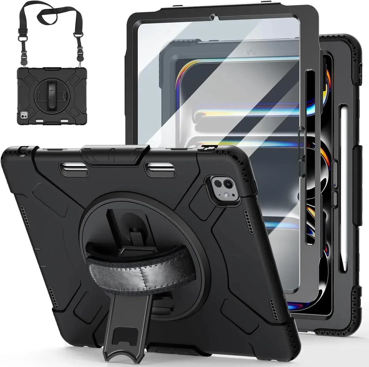 BONAEVER BONAEVER A3360/A3361/A3362 13 inch iPad case with screen protector 360 stand strap pencil holder — product photo