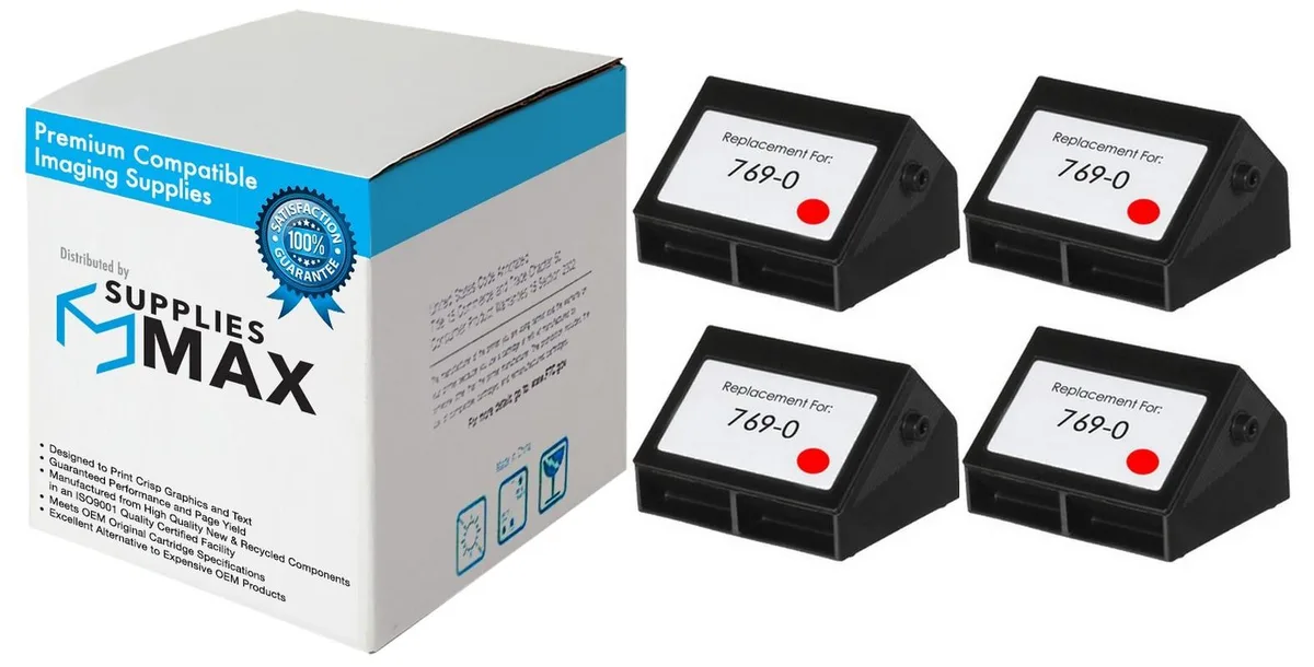 SuppliesMax SuppliesMax PIT769-4 Red Postage Meter Inkjet 4-Pack — product photo