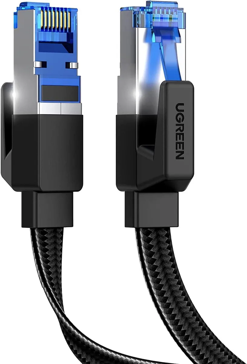  Ugreen Cat 8 Flat Ethernet Cable 3ft 40Gbps 2000MHz 26AWG Braided Shielded Black — product photo