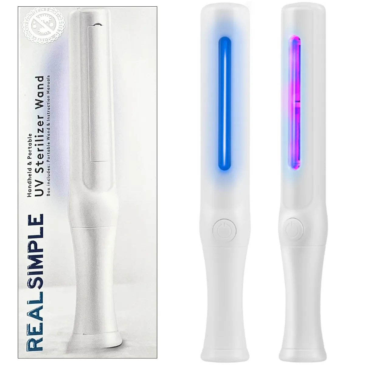 White UV sanitizer wand with touch control, rechargeable, 12 pack