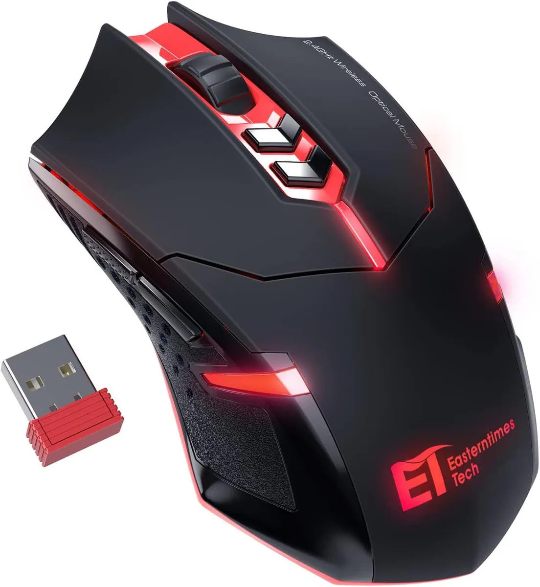BFKK BFKK Wireless Gaming Mouse Red 7 Silent Buttons 5 Adjustable DPI — product photo