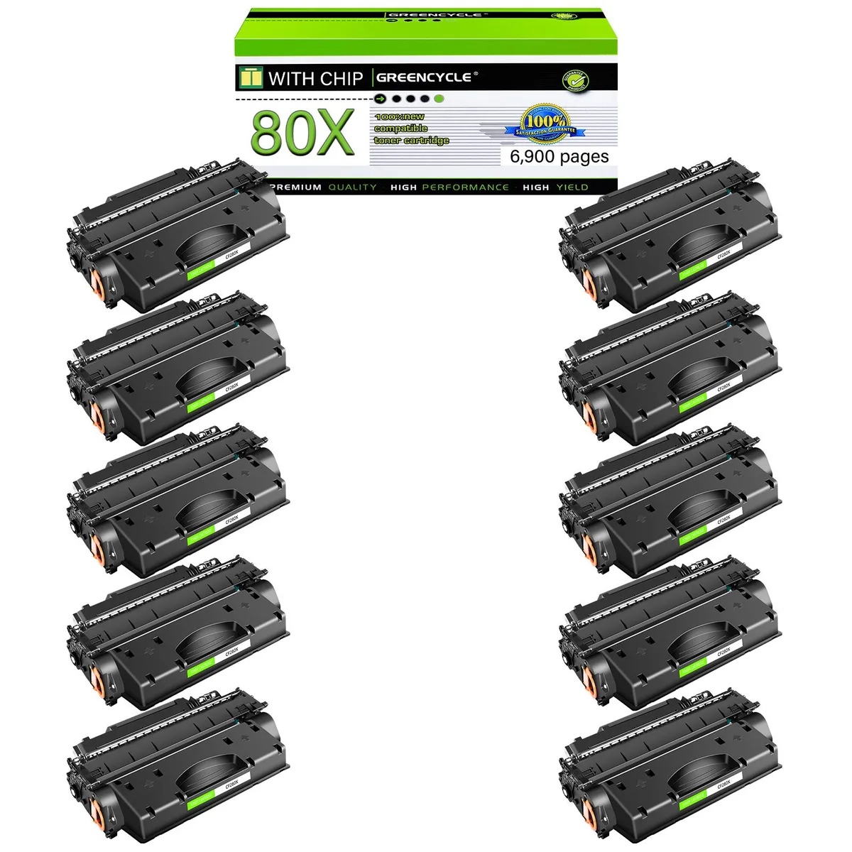GREENCYCLE GREENCYCLE CF280X Compatible Toner Cartridge Black 10-Pack — product photo