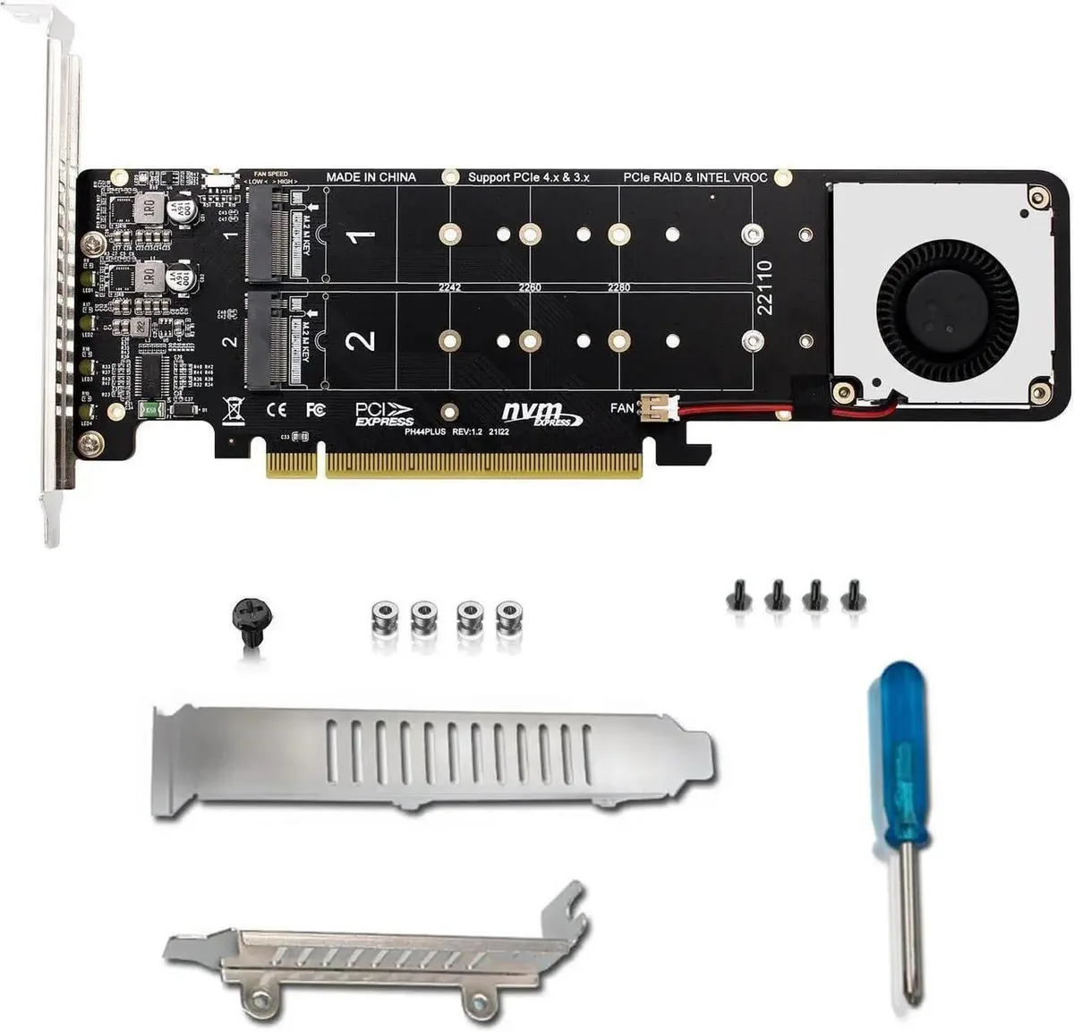 SMUGDESK SMUGDESK PH44PLUS PCIe 4.0 x16 to 4×M.2 NVMe RAID Card — product photo