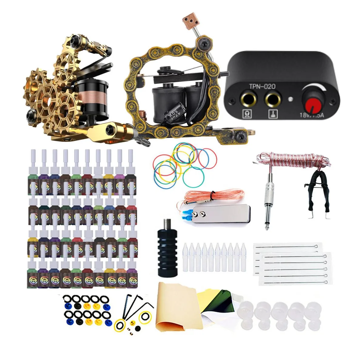 A-1 A-1 Tattoo Kit Complete Set 40 inks 10 needles craft painting — product photo