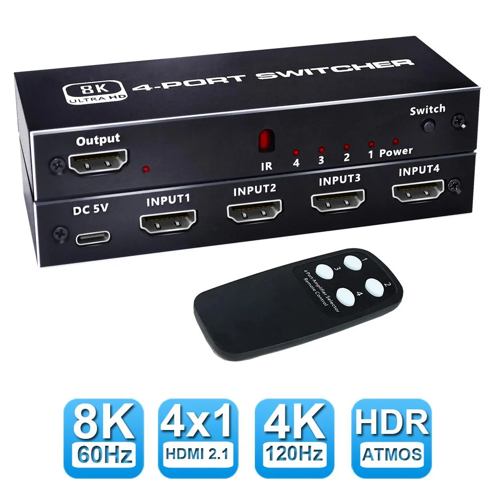 ESTONE ESTONE OZ8Q4 4×1 HDMI 2.1 video switch 8K@60Hz 48Gbps — product photo