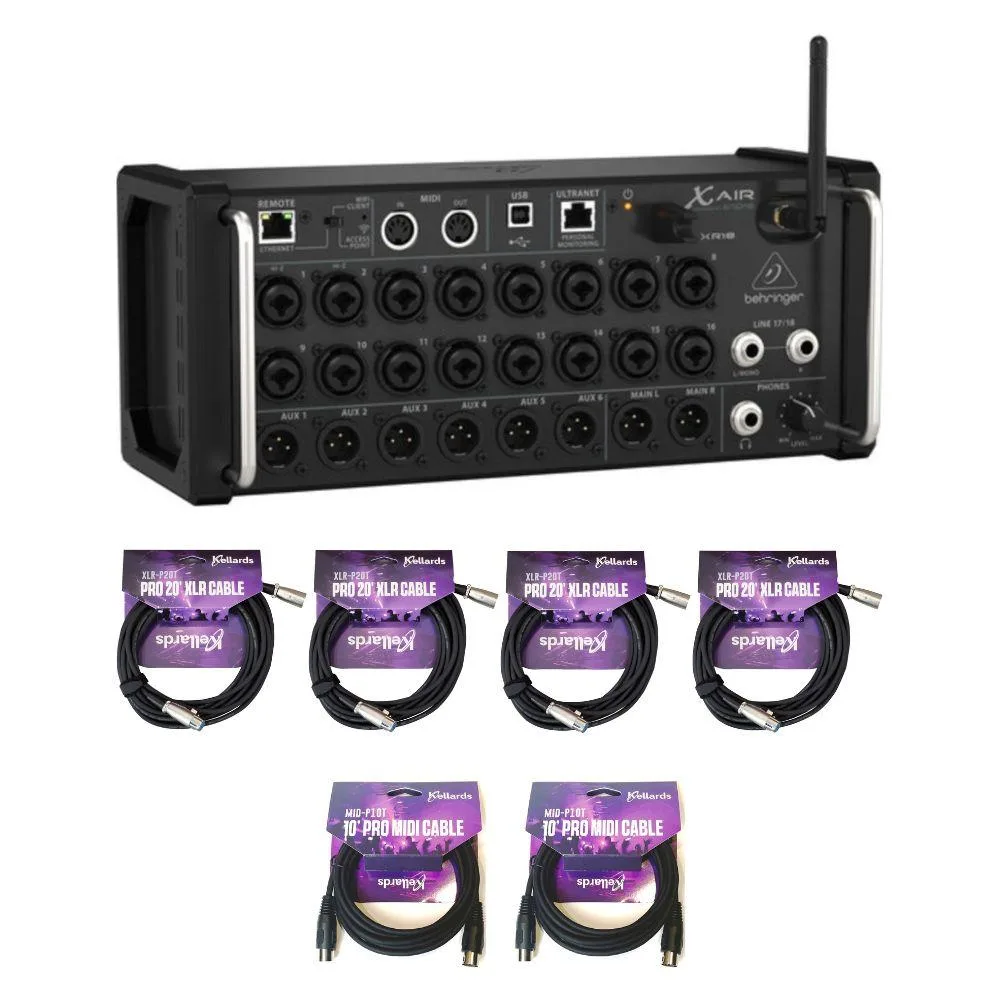 Behringer Behringer X AIR XR18 18x12 Digital Mixer Bundle with 4 XLR Cables and 2 MIDI Cables — product photo