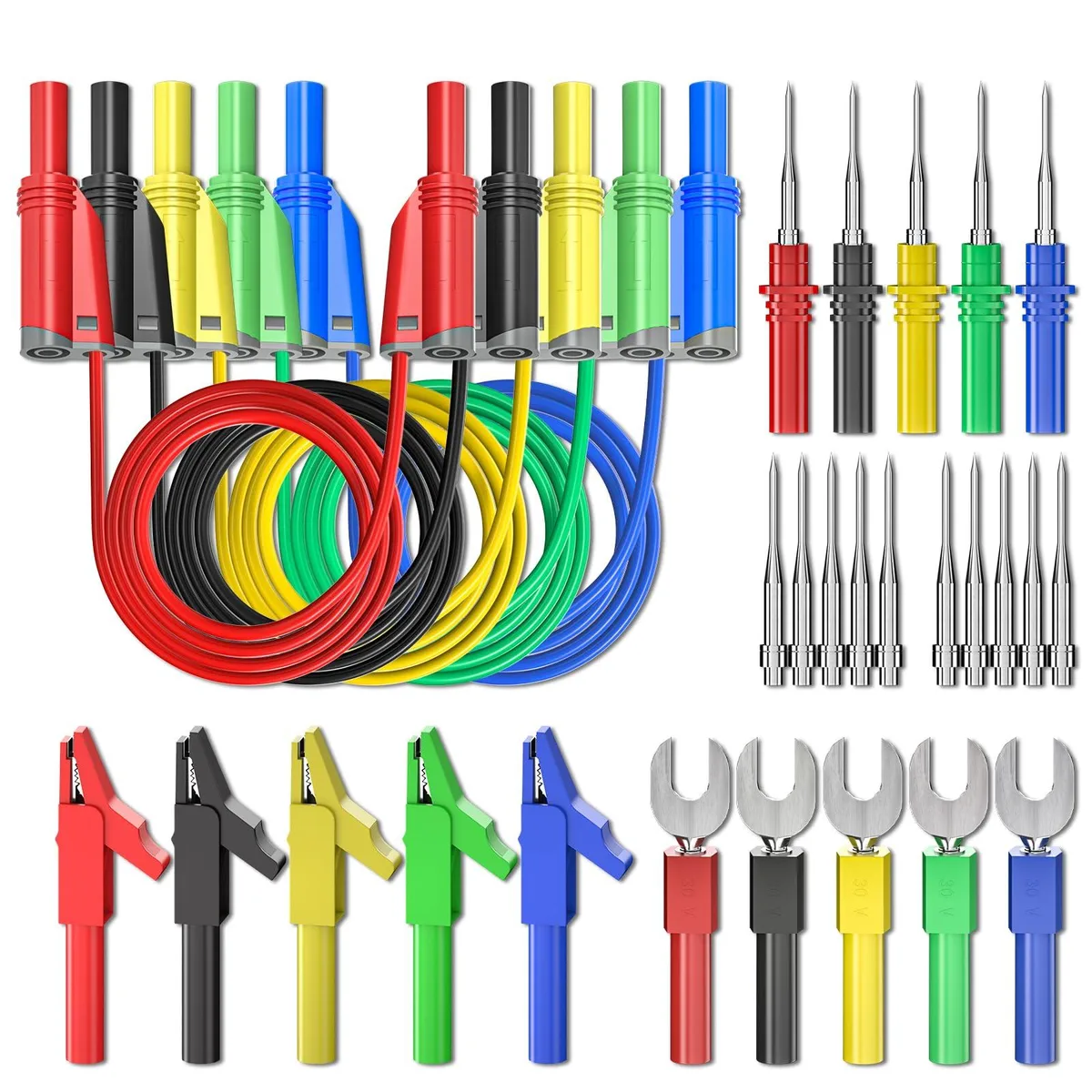 KEHIPI KEHIPI P1050-1 5PCS 4mm Banana Plug Test Leads Kit Electrician Tool — product photo