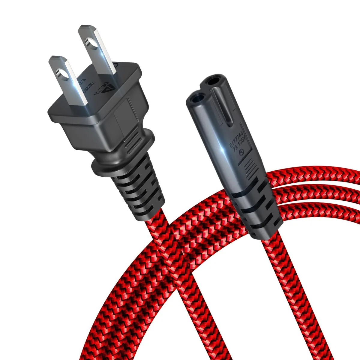  Goalfish 10FT 18AWG Braided 2 Prong Power Cord Red — product photo