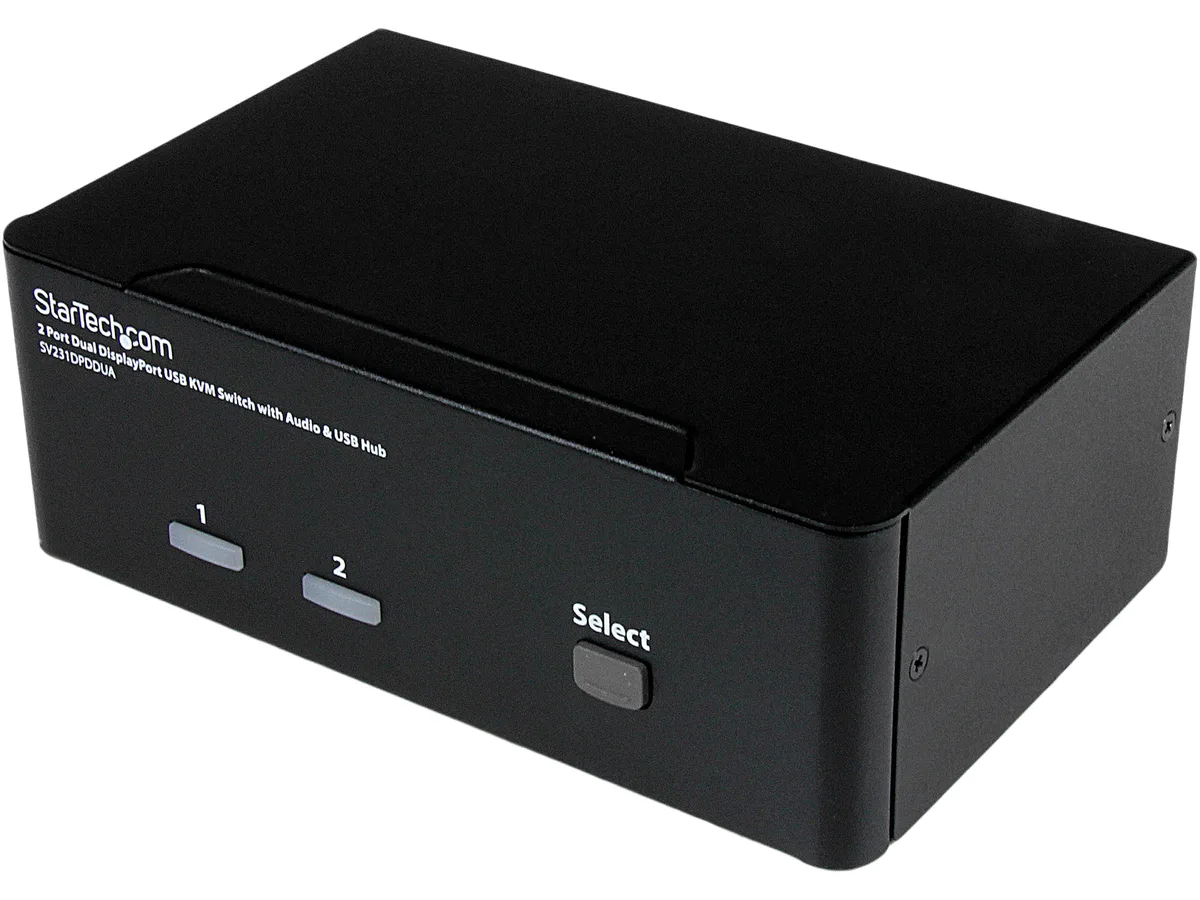 STARTECH STARTECH SV231DPDDUA 2-port dual DisplayPort KVM switch with audio and USB 2.0 hub — product photo