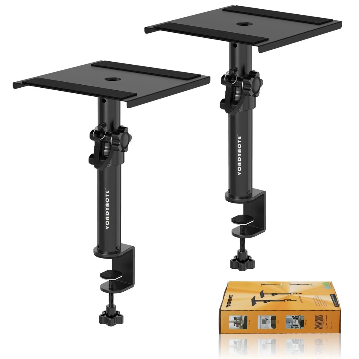 Avid Basic Stands — pair of desktop clamp speaker stands, 9–14 in height, 50 lb capacity — product photo