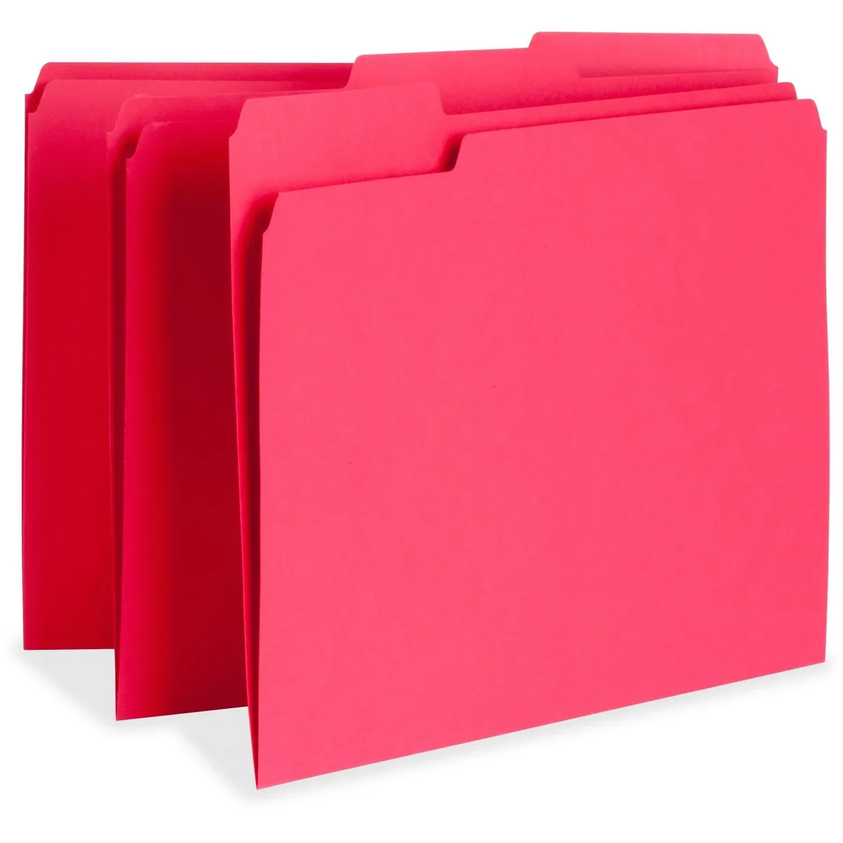 Business Source Business Source 65776 File Folder 1-Ply 1/3 Cut Assorted Tabs 11 pt Red 100/BX — product photo