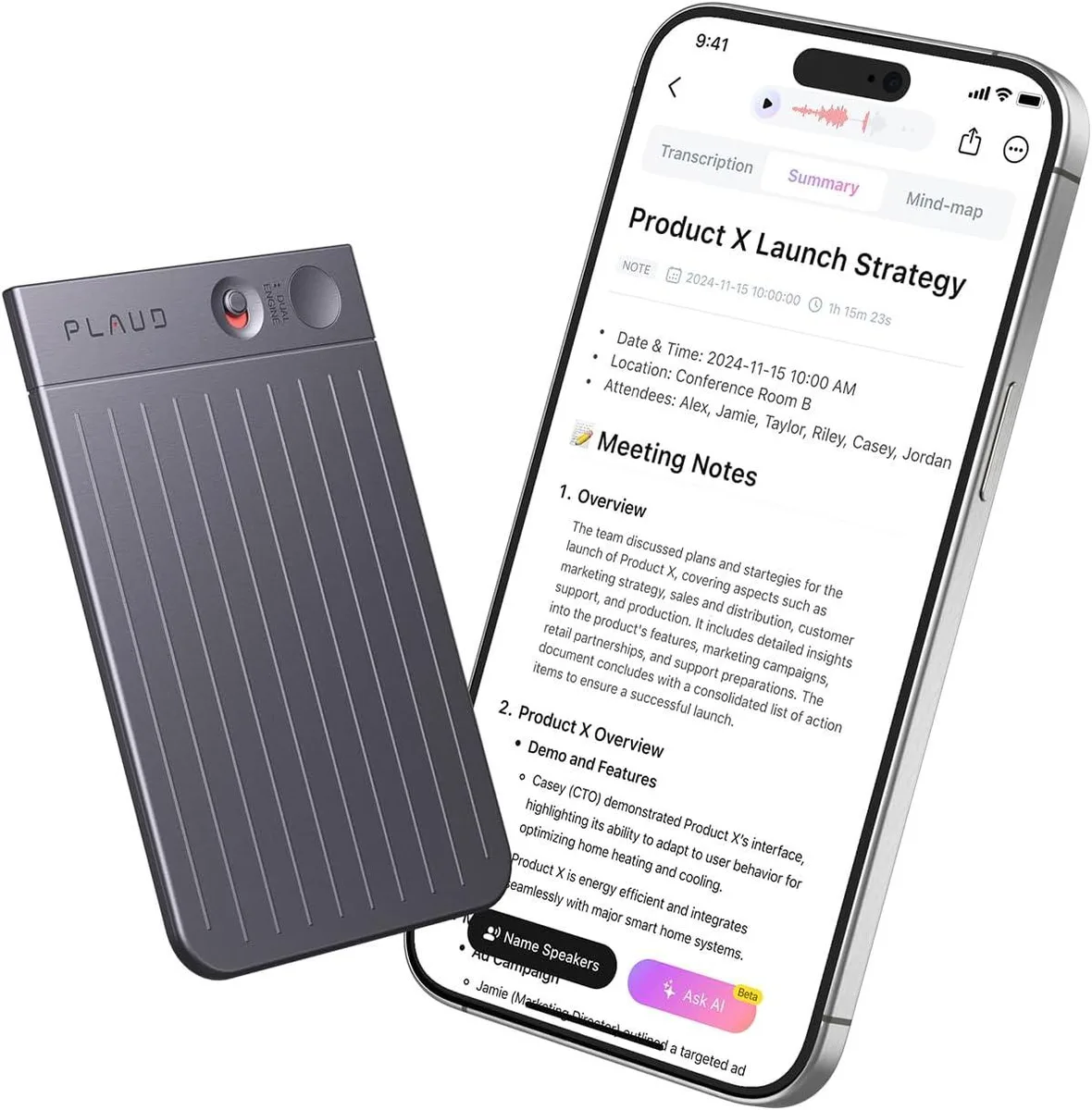 BFKK BFKK Note AI Voice Recorder Black 64GB 0.12in — product photo