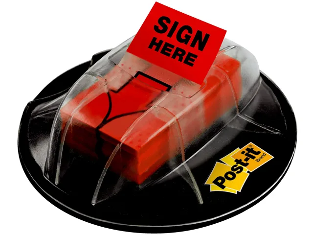 3M 3M 680-HVSHR "Sign Here" red flags, 1 in, 200/dispenser — product photo