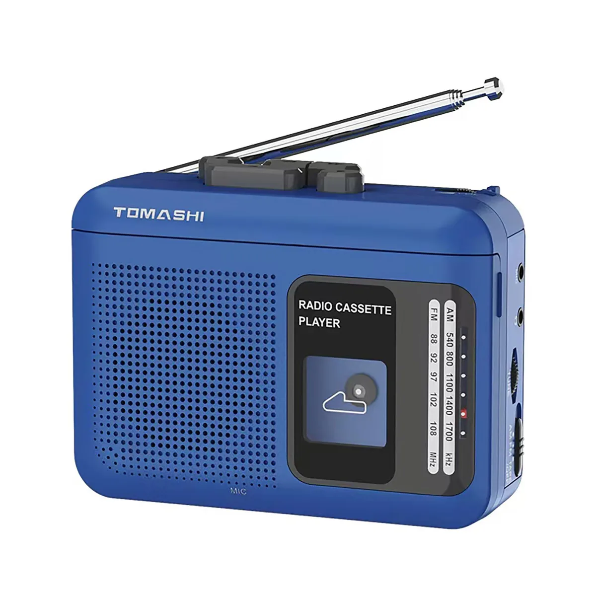 F-316B Portable Cassette Player Recorder AM/FM Radio USB Retro Blue — product photo