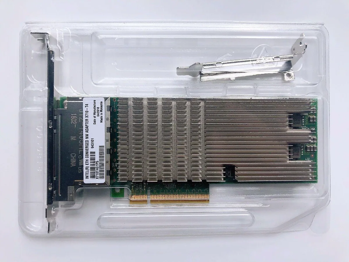 Intel Intel X710-T4 10GbE RJ-45 Quad Port Network Card Both Brackets — product photo