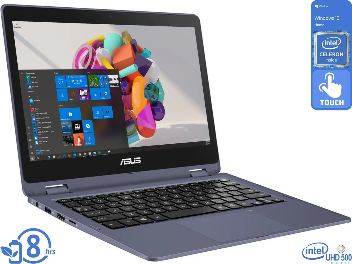 ASUS ASUS VivoBook Flip J202NA-DH01T laptop 11.6" HD Touch Celeron N3350 4GB 64GB eMMC — product photo
