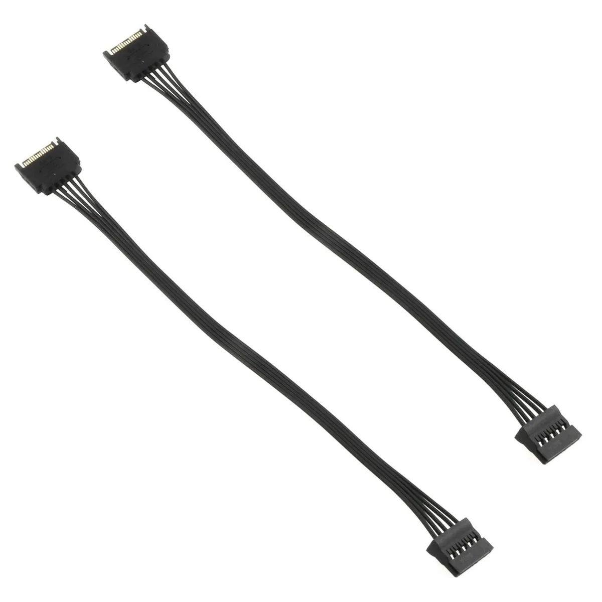  MEETOOT 28640-SATSREC-B2 SATA power extension cable 2-pack 12.6" black — product photo