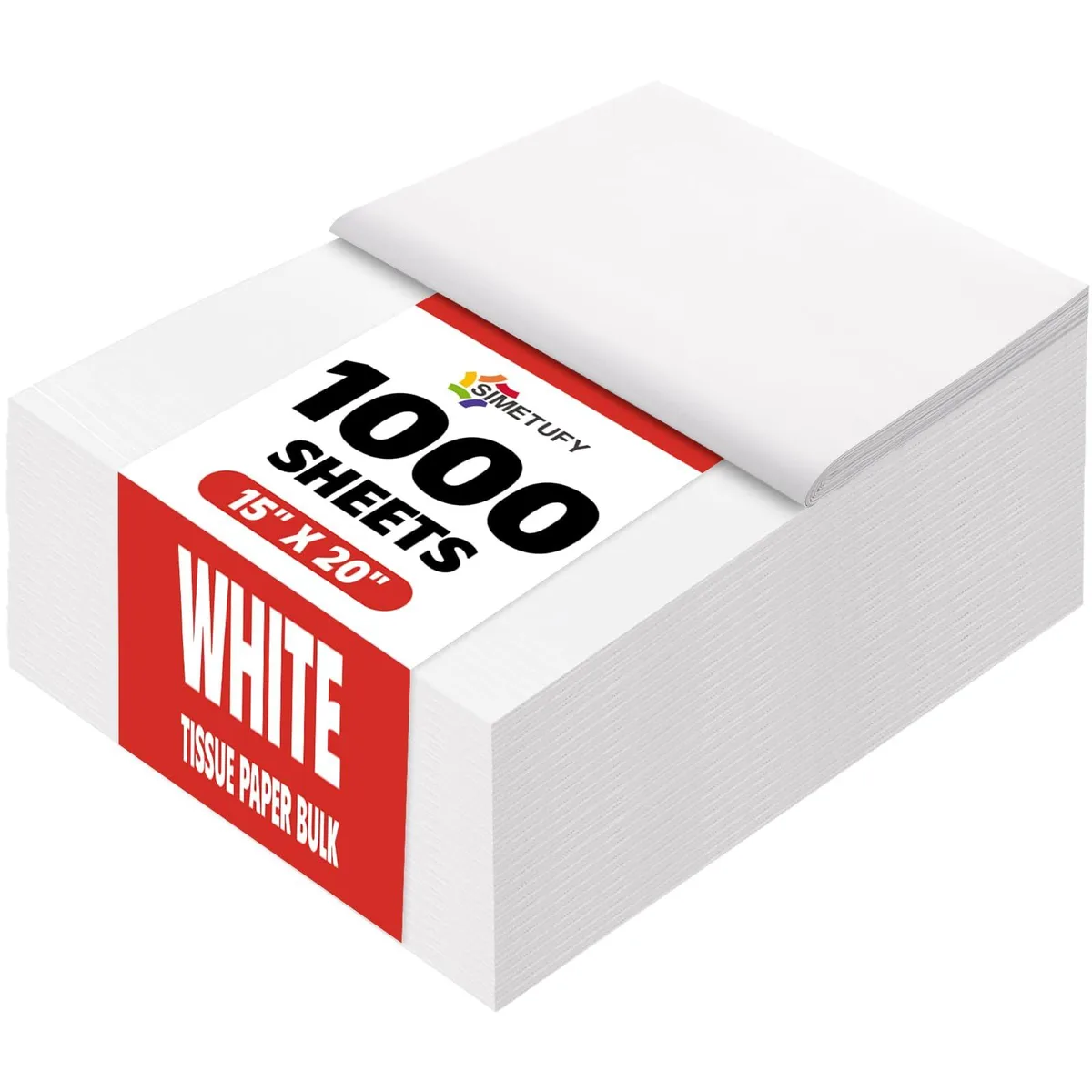 Roll of 1000 white tissue paper sheets 15 by 20 inches