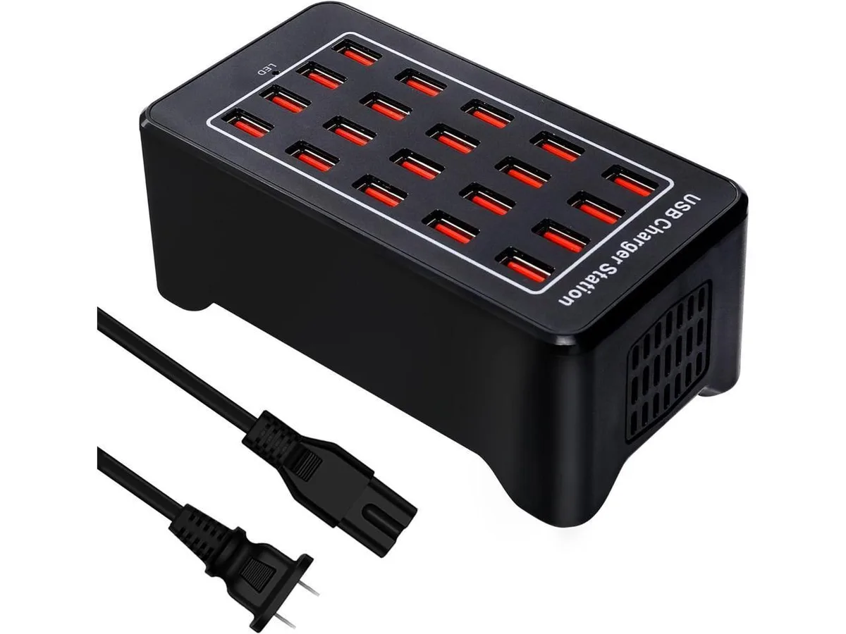IXJYLCPC IXJYLCPC 20-port USB 3.0 charging station 100W 20A power switch desktop black — product photo