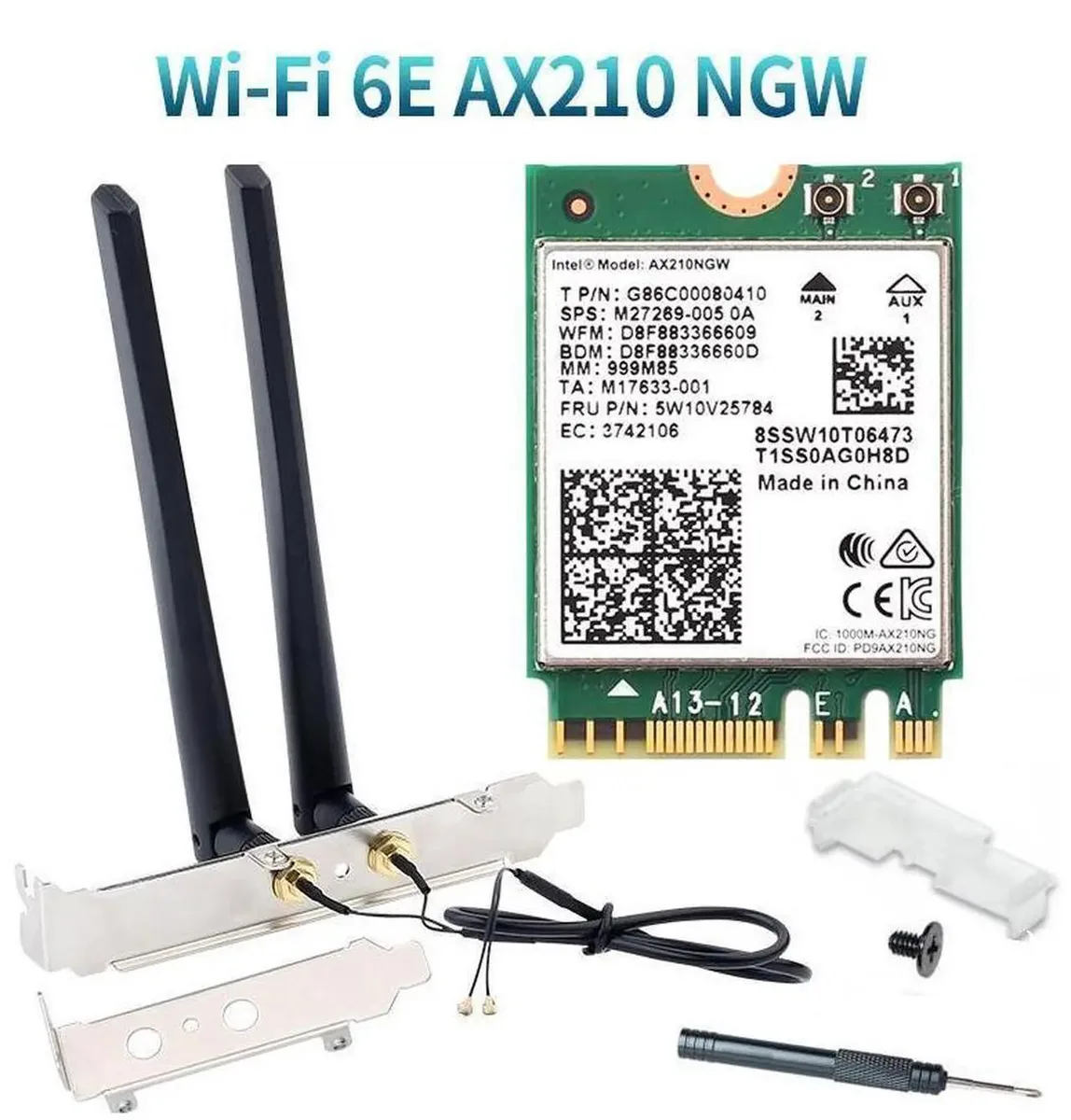 SMUGDESK SMUGDESK Intel AX210NGW WiFi 6E M.2 2230 KeyE Desktop Kit with Bluetooth 5.2 — product photo