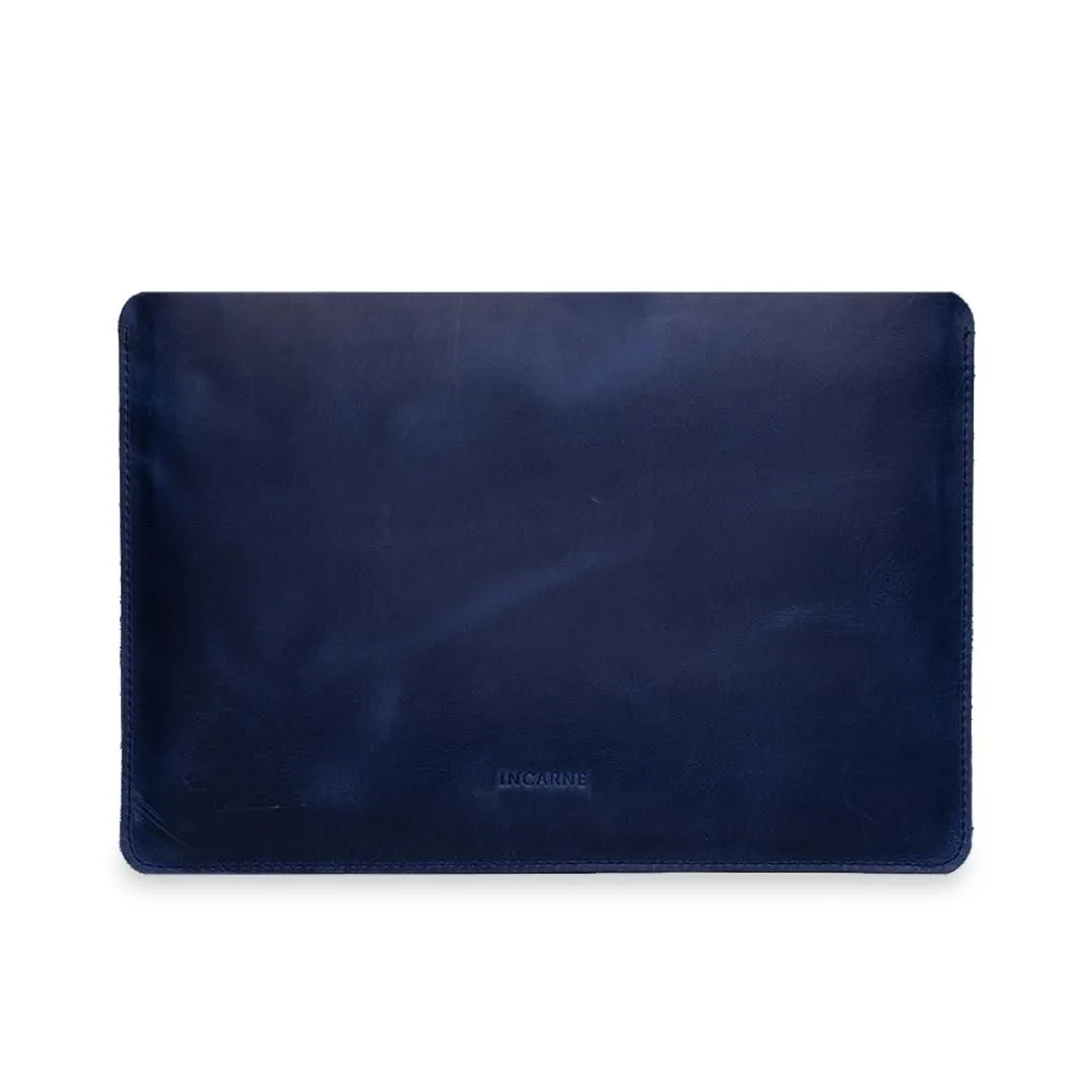 BoYata BoYata Blue Leather Laptop Sleeve 14 inch 2 in 1 accessory — product photo