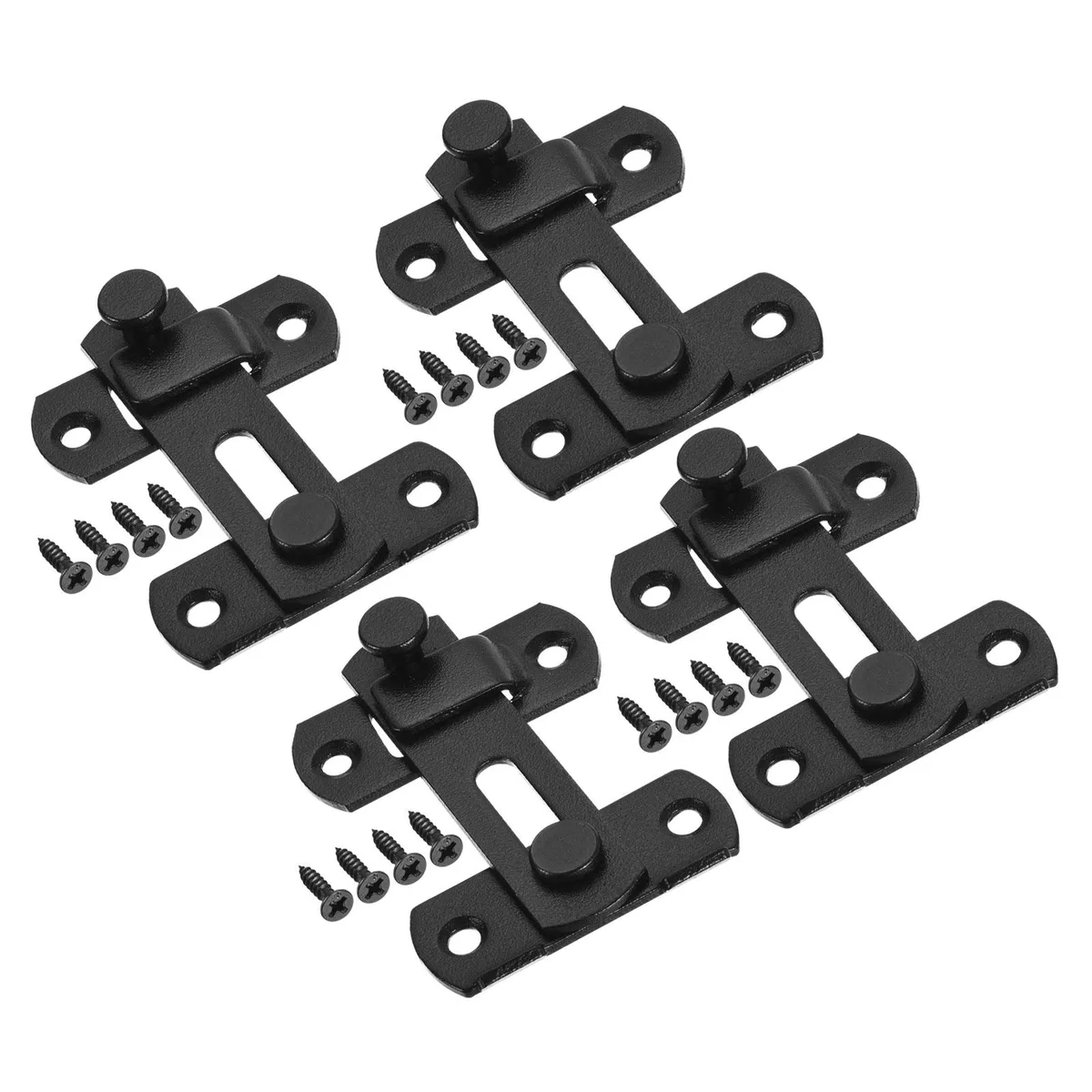 Unique-Bargains Unique-Bargains 4-Pack Flip Gate Latch Stainless Steel Black 70 x 49mm — product photo
