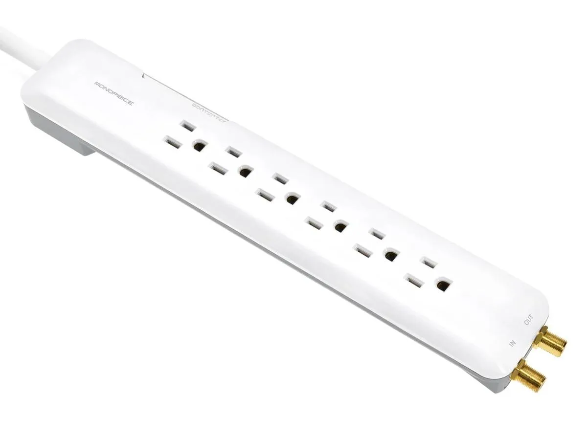 Monoprice Inc. Monoprice 109199 6 Outlet Surge Protector 1080 Joules White — product photo